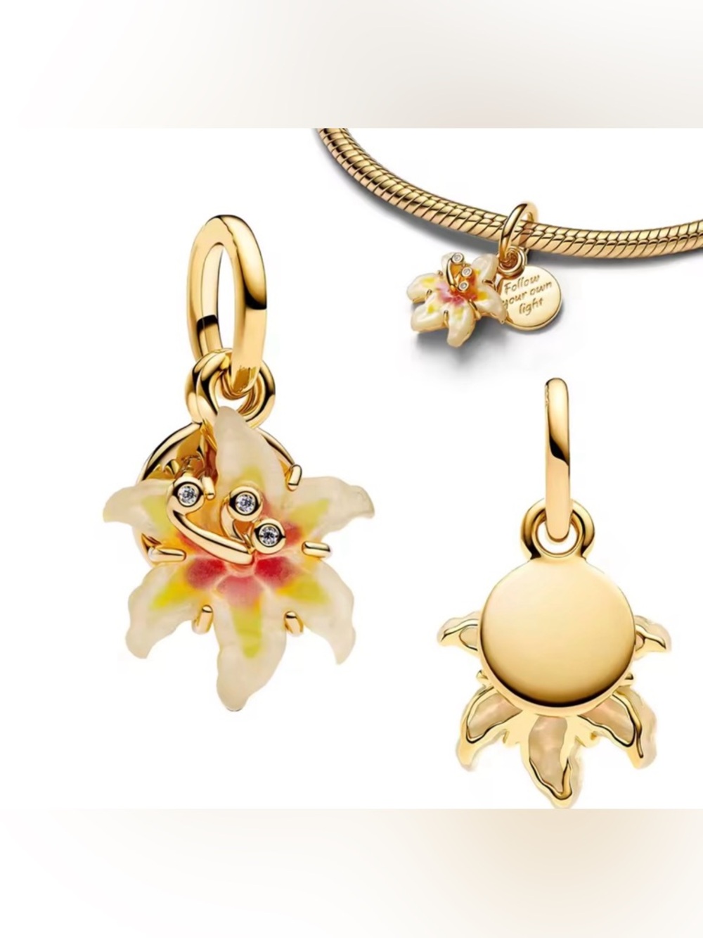 NWOT Disney Tangled Sundrop Flower Dangle Charm Sterling Silver 925